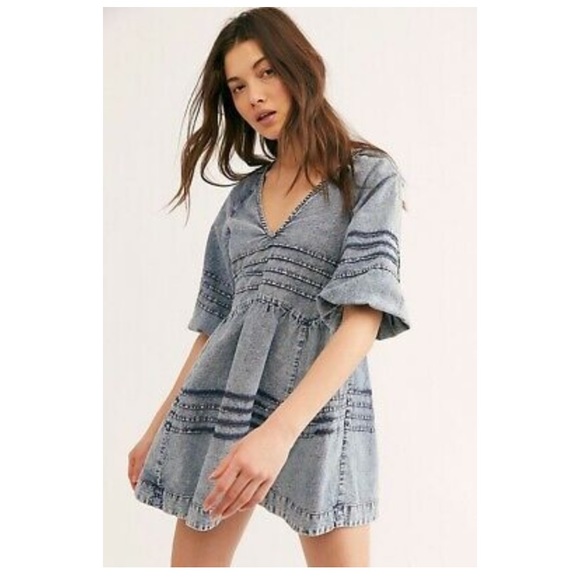 Free People Sweet Surrender Denim Mini Dress | New Without Tag - Picture 5 of 13